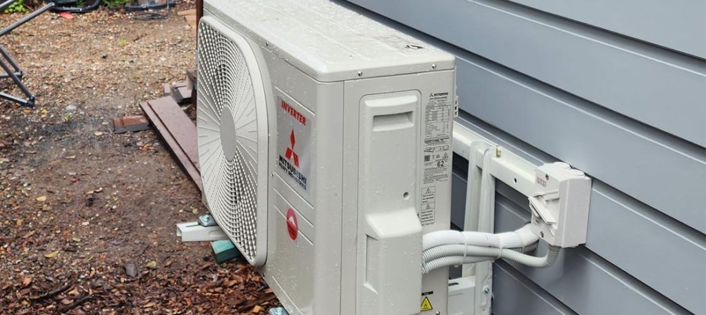 Outdoor Mitsubishi inverter air conditioning unit
